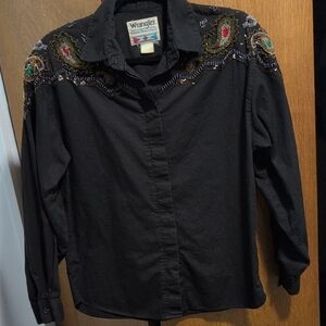 Wrangler Black Shirt with Colorful Embroidery